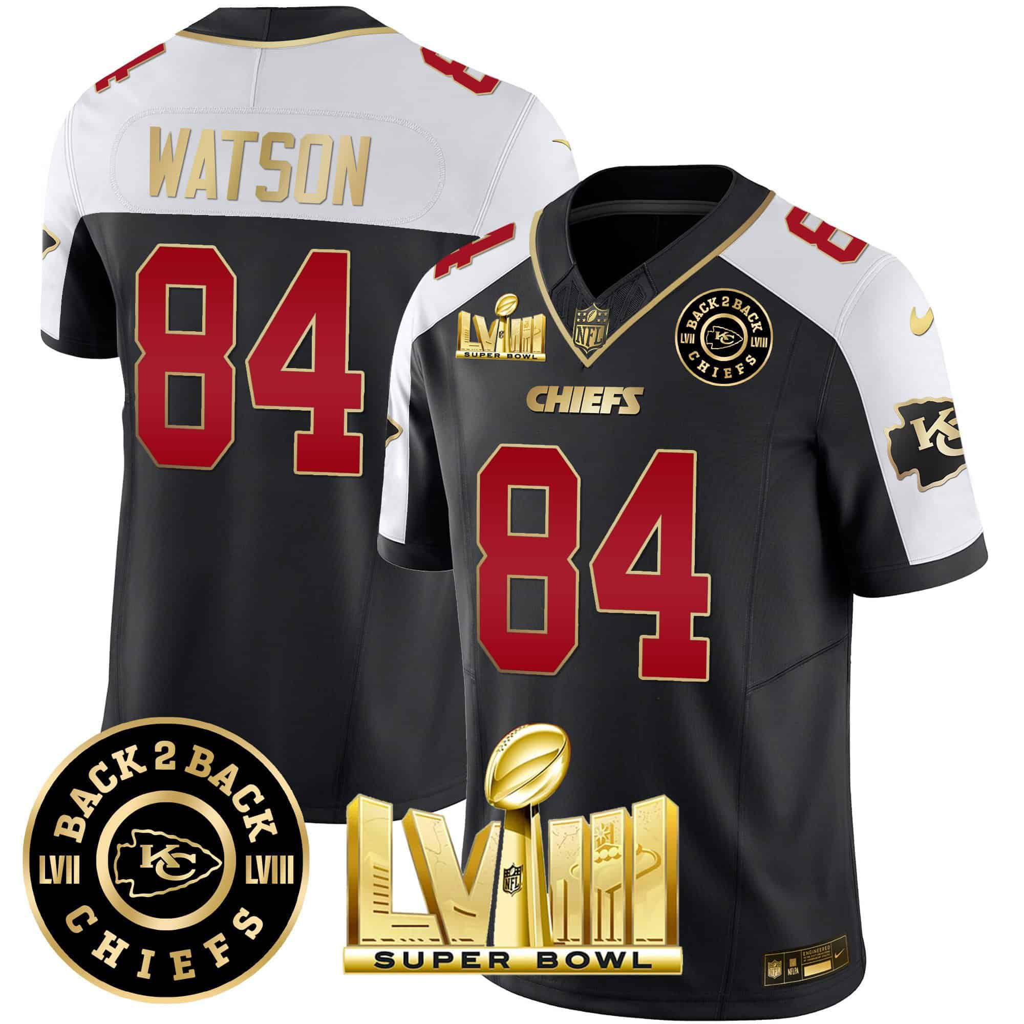 Men Kansas City Chiefs #84 Watson Black 2024 Nike Super Bowl LVIII & Back-2-Back Patch Vapor NFL Jersey->indianapolis colts->NFL Jersey